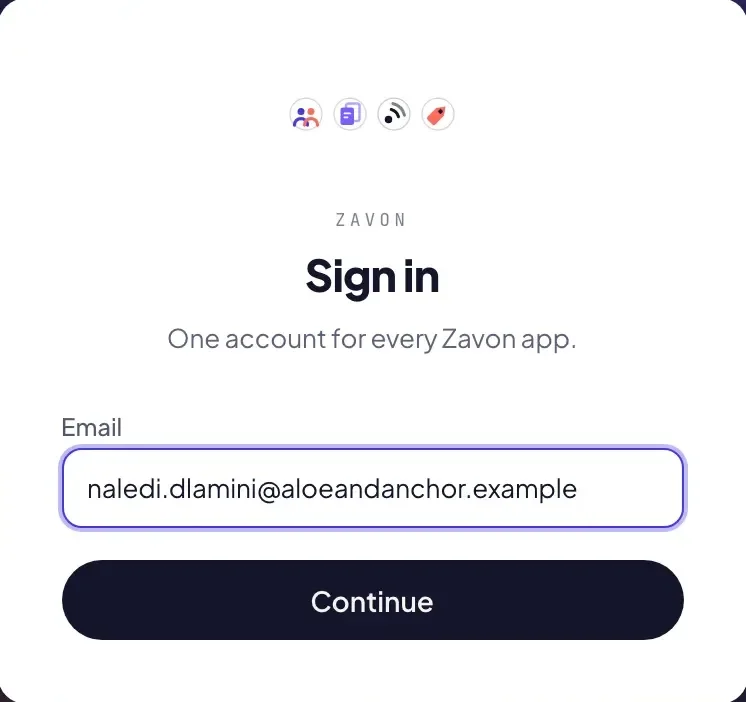 Signing in to Zavon with one account for every app