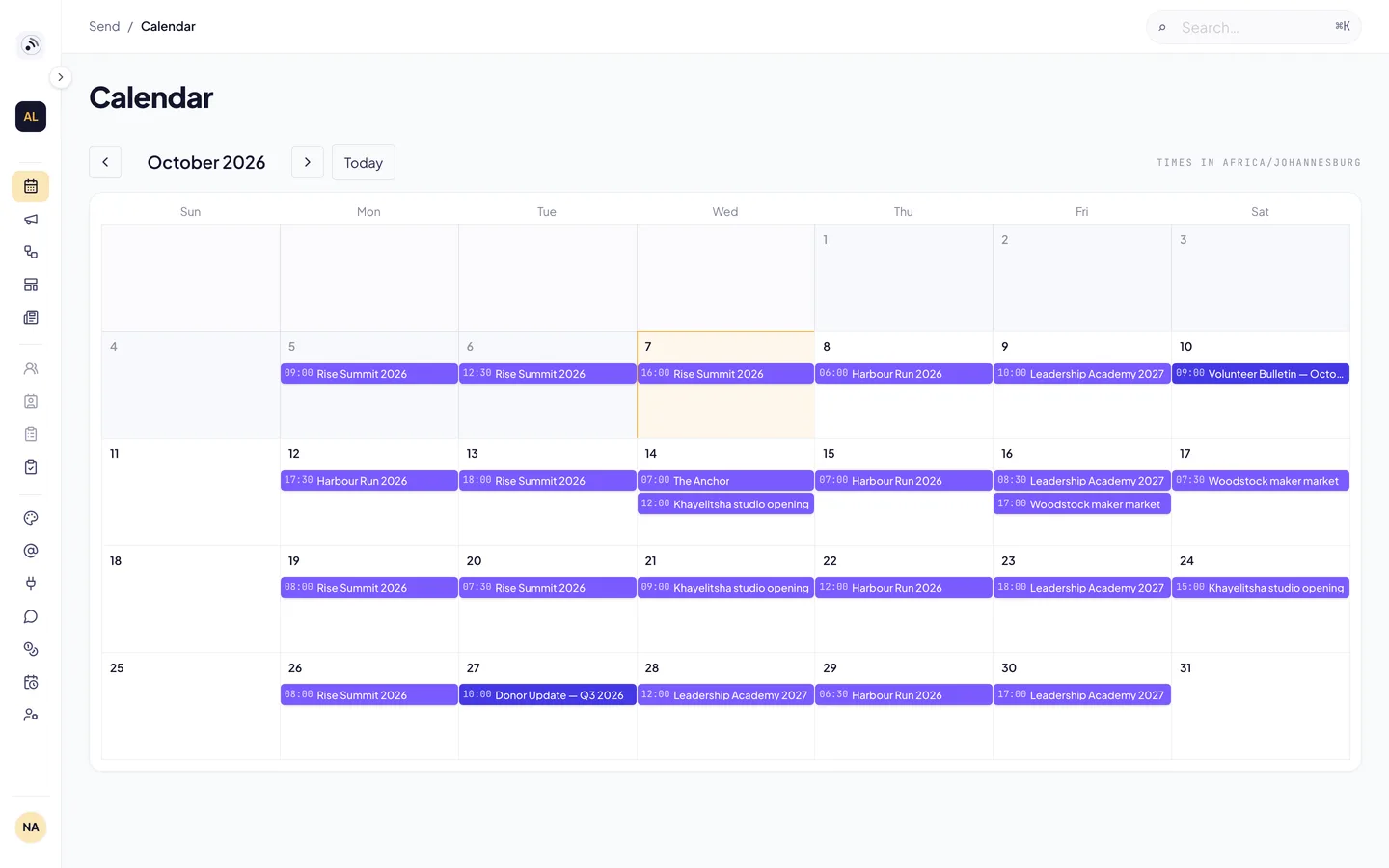 The Reach content calendar for October