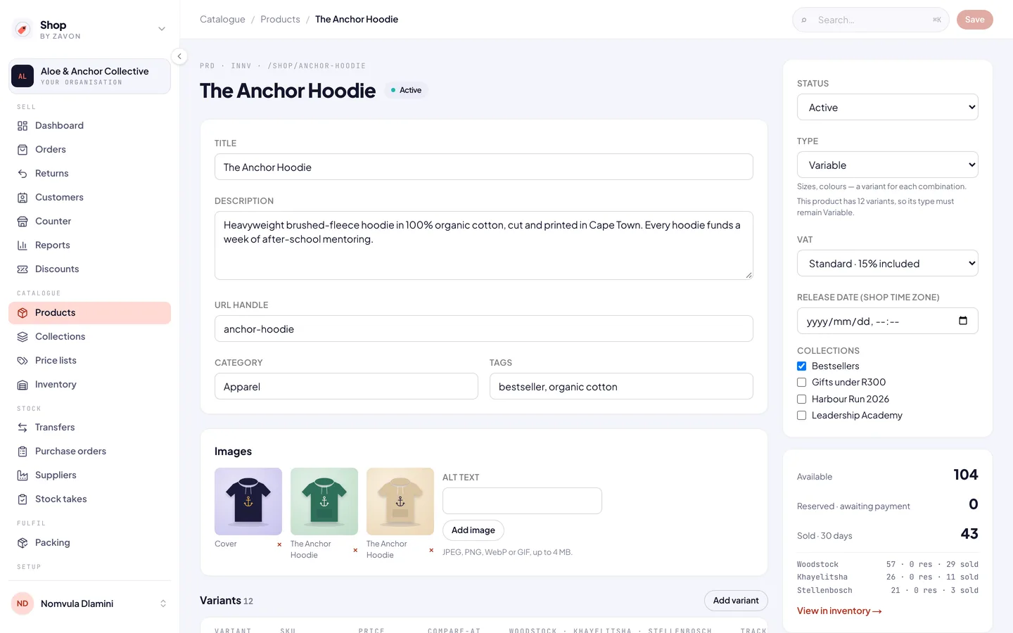 Products with variants